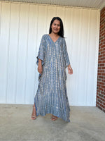 MALA handworks iynta Kaftan in Gray and Blue Tie Dye