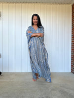 MALA handworks iynta Kaftan in Gray and Blue Tie Dye