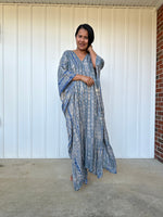 MALA handworks iynta Kaftan in Gray and Blue Tie Dye
