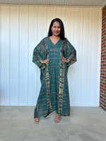MALA handworks iynta Kaftan in Green and Black Tie Dye