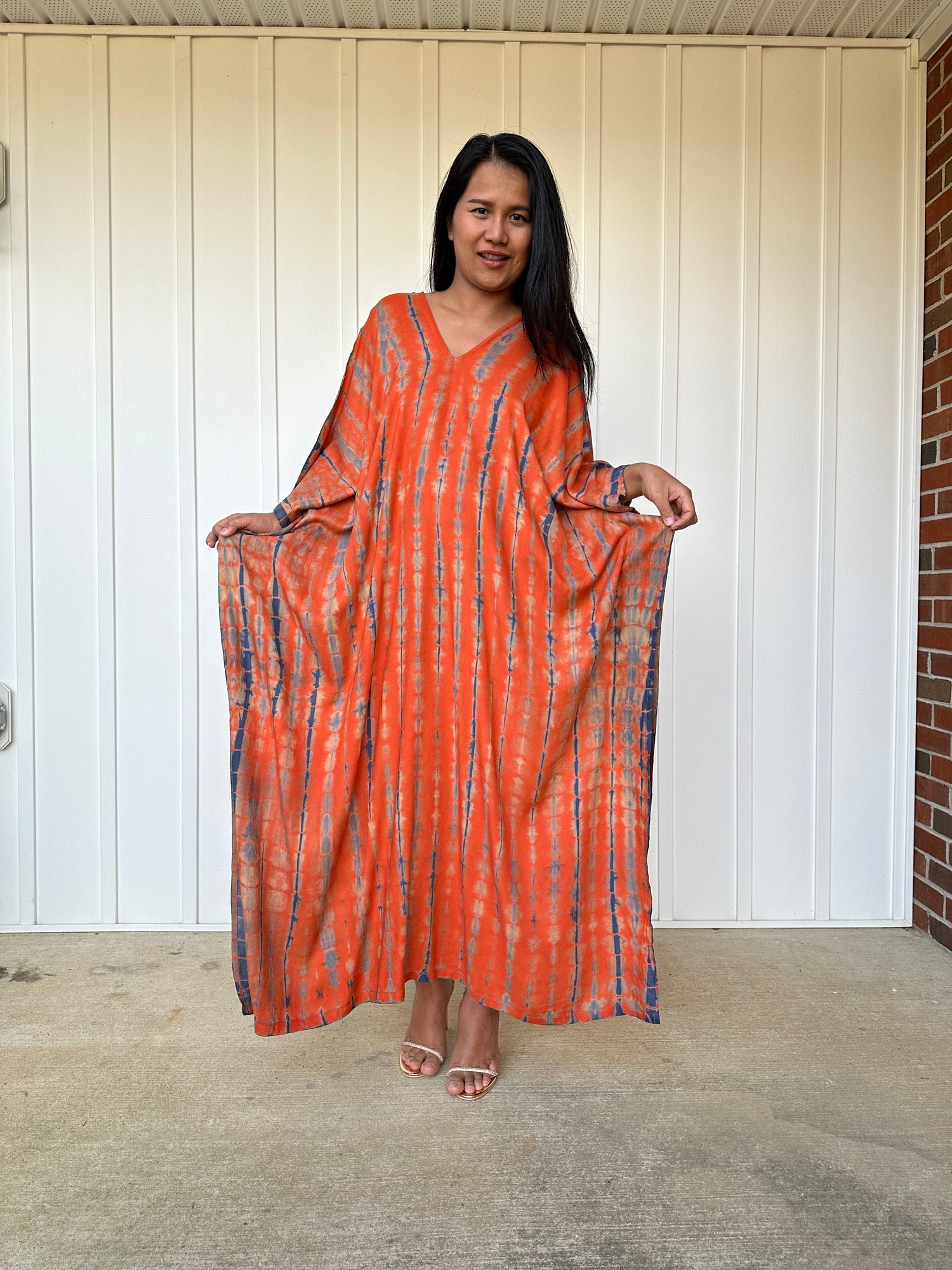 MALA handworks iynta Kaftan in Orange and Blue Tie Dye
