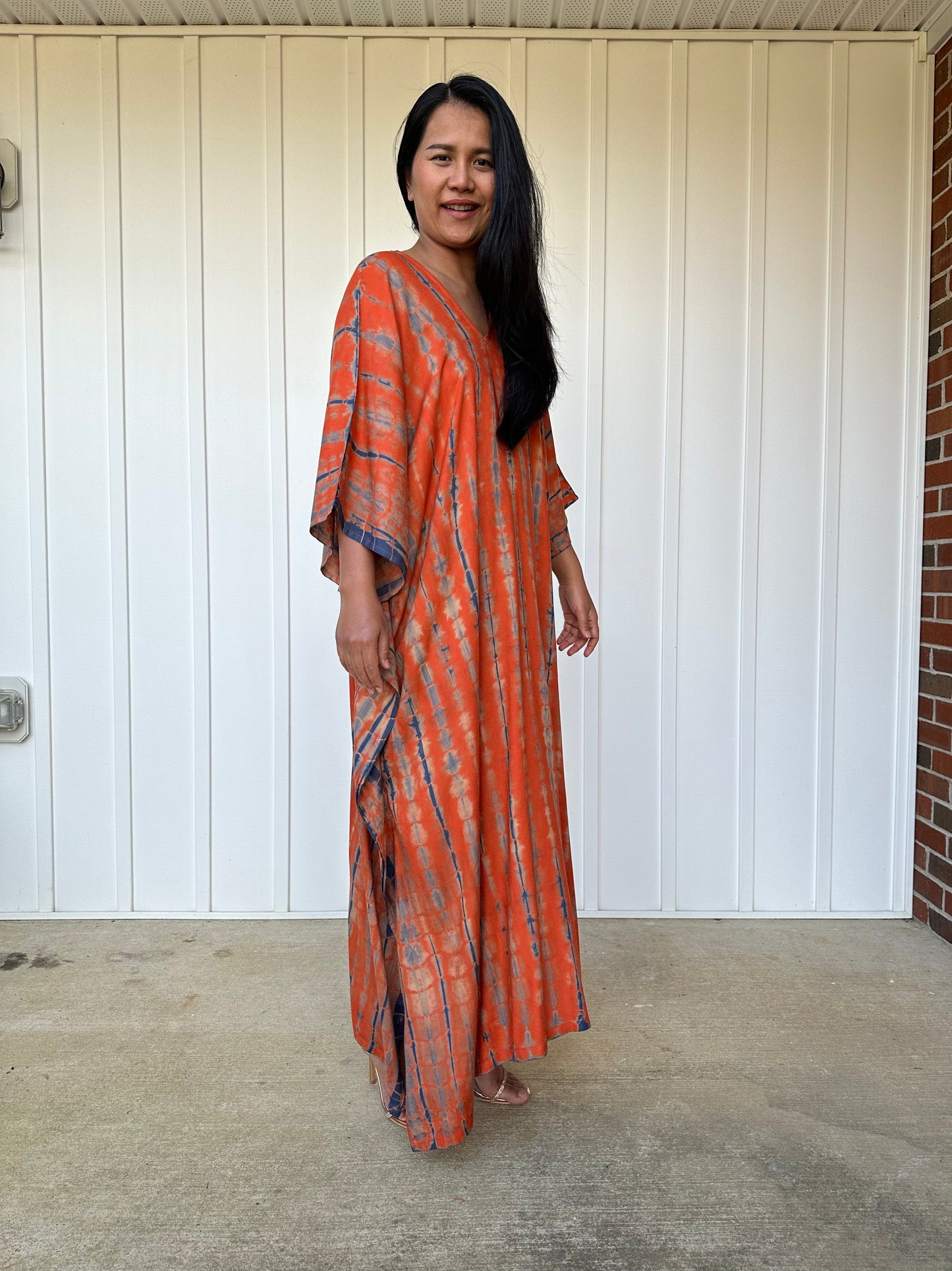 MALA handworks iynta Kaftan in Orange and Blue Tie Dye