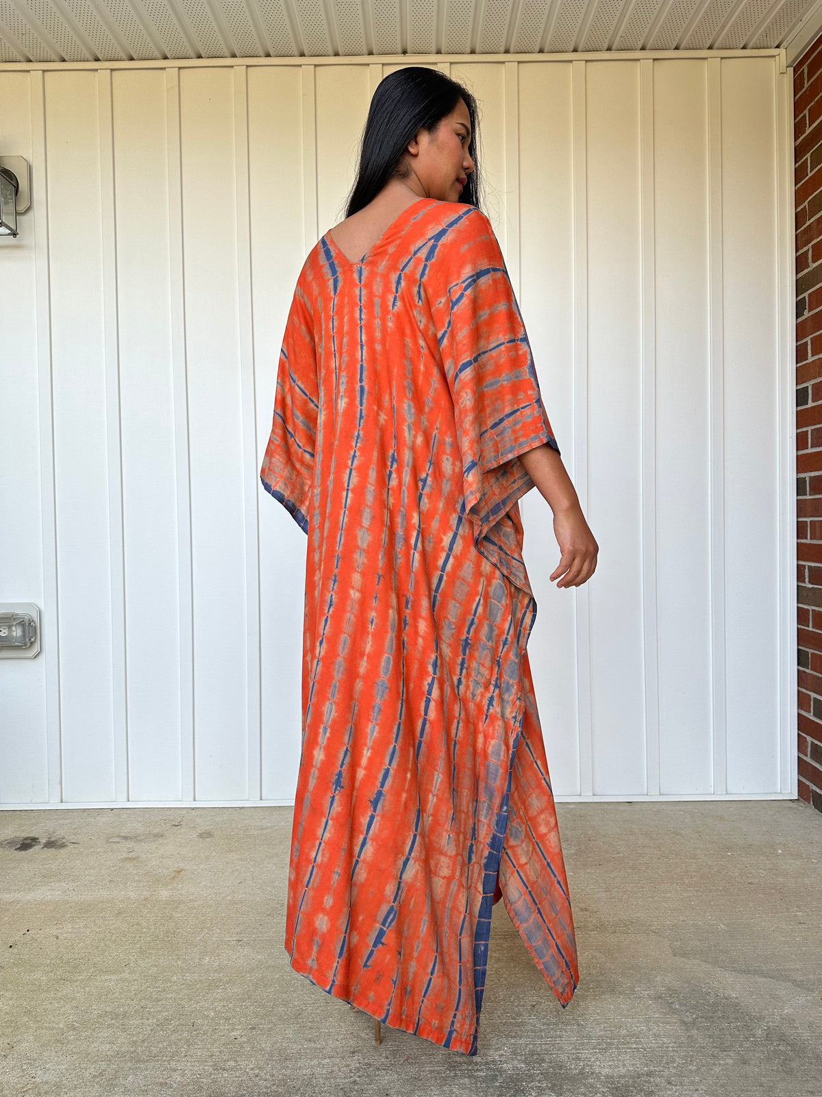 MALA handworks iynta Kaftan in Orange and Blue Tie Dye