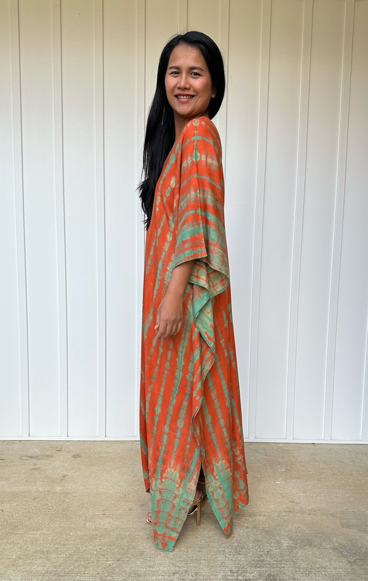 MALA handworks iynta Kaftan in Orange and Green Tie Dye