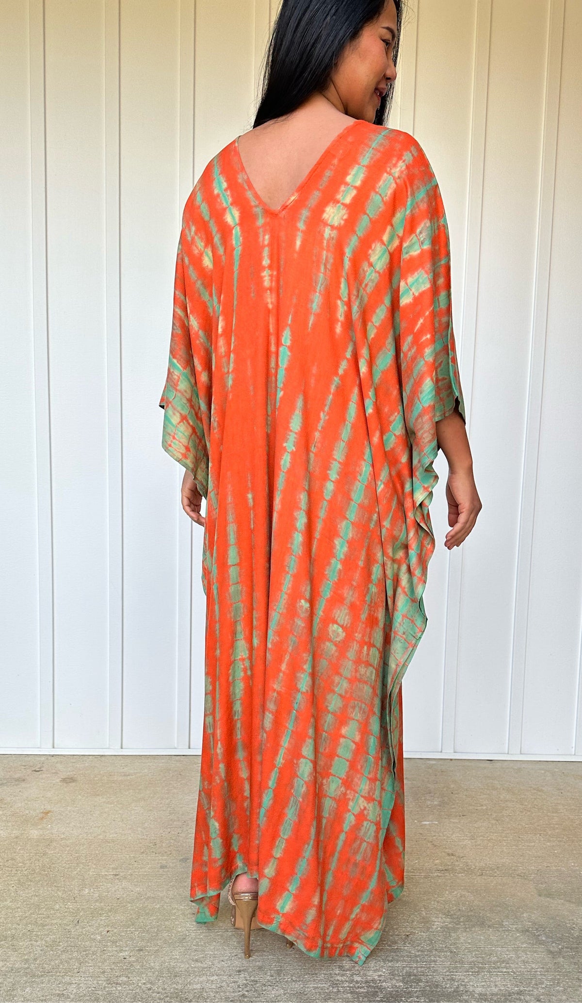 MALA handworks iynta Kaftan in Orange and Green Tie Dye
