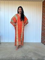 MALA handworks iynta Kaftan in Orange and Lime Green Tie Dye