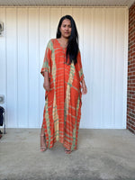 MALA handworks iynta Kaftan in Orange and Lime Green Tie Dye