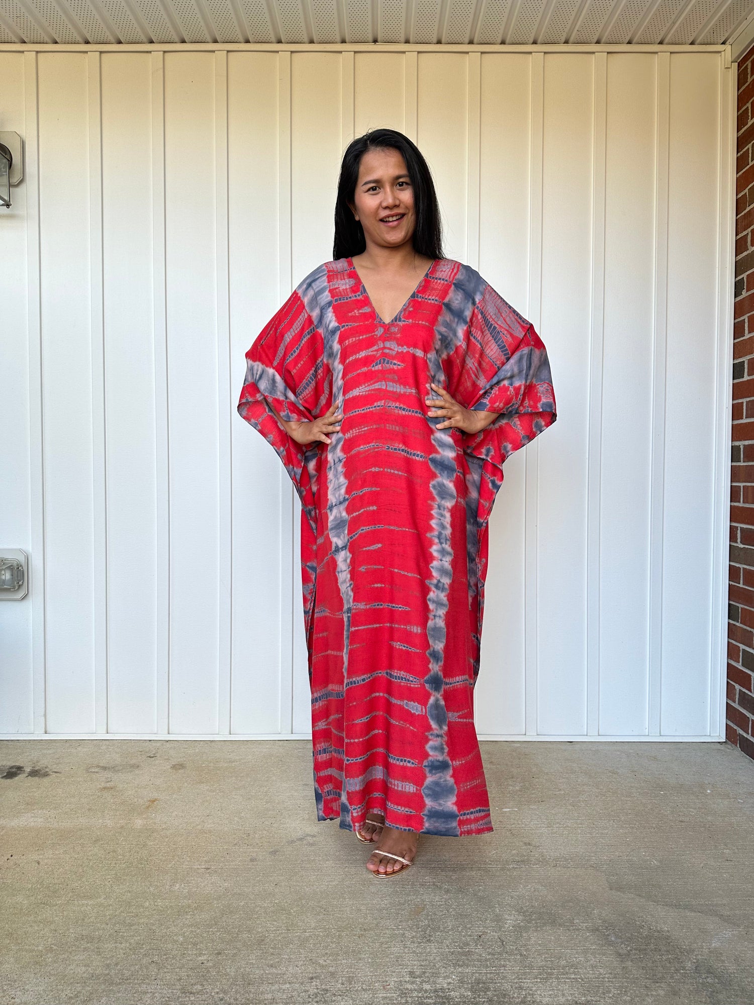 MALA handworks iynta Kaftan in Red and Black Tie Dye