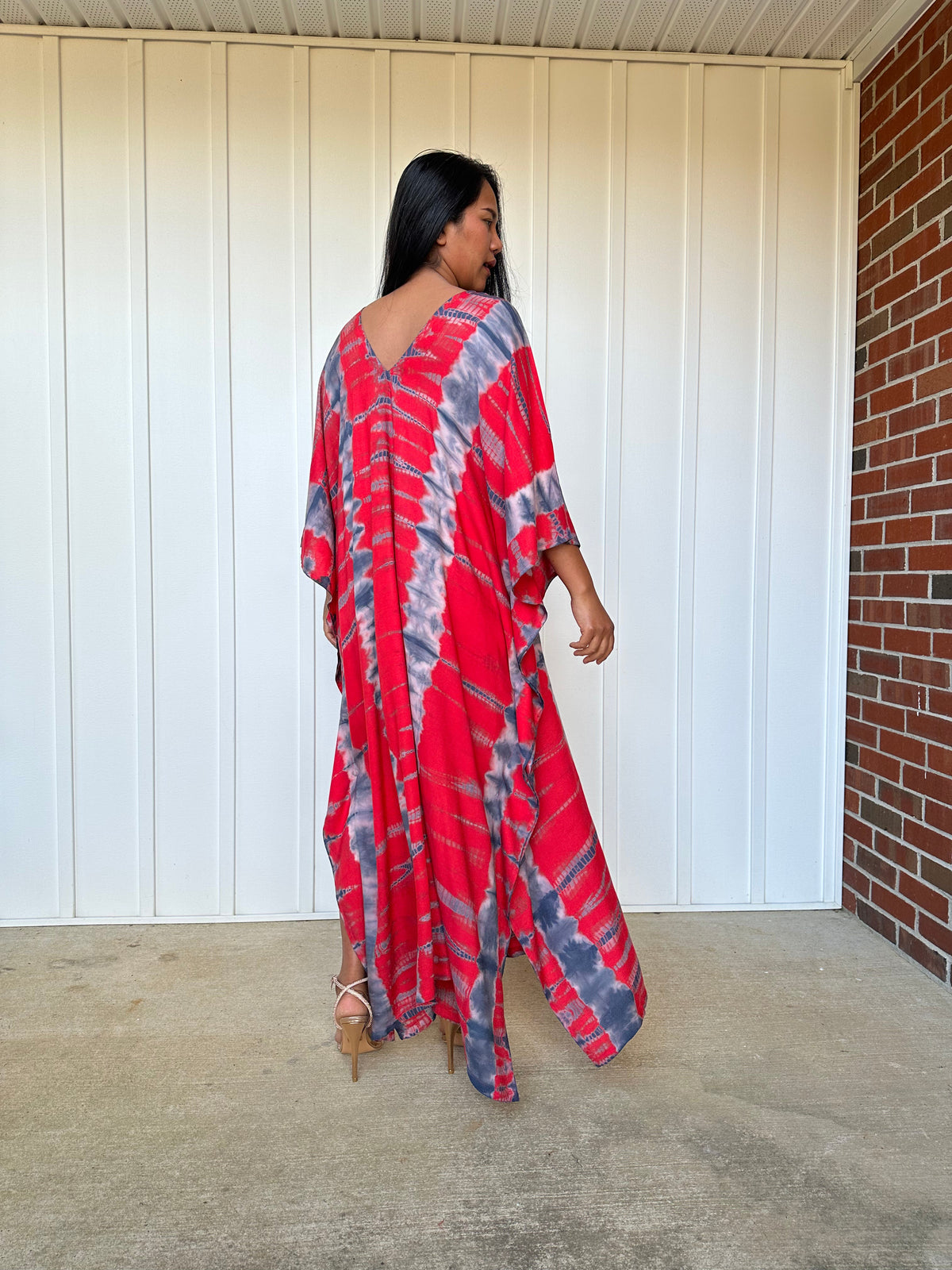 MALA handworks iynta Kaftan in Red and Black Tie Dye