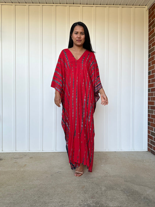 MALA handworks iynta Kaftan in Red and Black Tie Dye