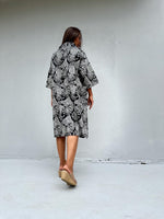Kaia Blossom Fleece Lined Dress in Black & Cream-KM-5-Mala Handworks