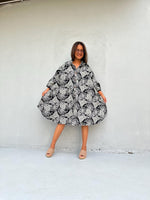Kaia Bouquet Dress in Black & Cream-KM-13-Mala Handworks