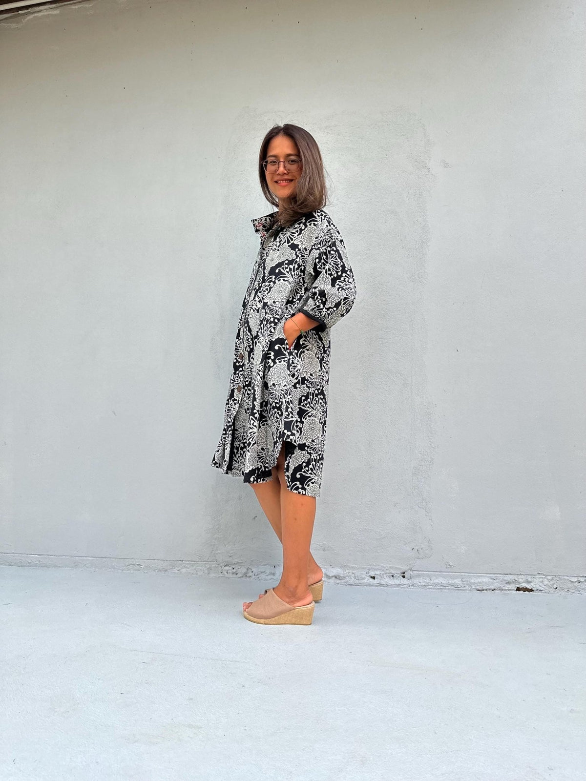 Kaia Bouquet Dress in Black & Cream-KM-13-Mala Handworks