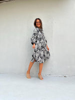 Kaia Bouquet Dress in Black & Cream-KM-13-Mala Handworks