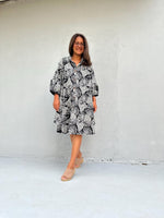 Kaia Bouquet Dress in Black & Cream-KM-13-Mala Handworks