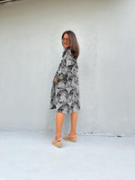 Kaia Bouquet Dress in Black & Cream-KM-13-Mala Handworks