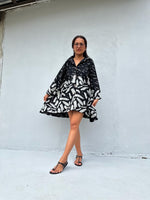 Kaia Brushstroke Dress in Black & White-KM-14-Mala Handworks