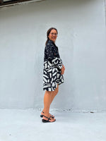Kaia Brushstroke Dress in Black & White-KM-14-Mala Handworks