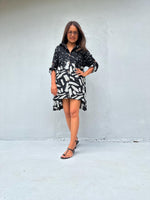 Kaia Brushstroke Dress in Black & White-KM-14-Mala Handworks