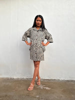 Kaia Chrysanthemum Shirt Dress in Black & Cream-KM-3-Mala Handworks