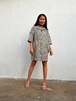 Kaia Chrysanthemum Shirt Dress in Black & Cream-KM-3-Mala Handworks