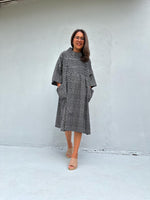 Kaia Coin Dot Shift Dress in Black & Cream-KM-12-Mala Handworks