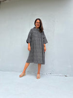 Kaia Coin Dot Shift Dress in Black & Cream-KM-12-Mala Handworks