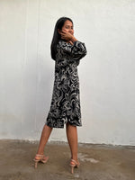 Kaia Filigree Dress in Black & Cream-KM-2-Mala Handworks