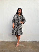 Kaia Filigree Dress in Black & Cream-KM-2-Mala Handworks