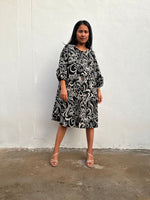 Kaia Filigree Dress in Black & Cream-KM-2-Mala Handworks