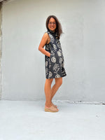 Kaia Glyph Sleeveless Dress in Black & Cream-KM-11-Mala Handworks
