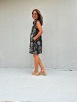 Kaia Glyph Sleeveless Dress in Black & Cream-KM-11-Mala Handworks