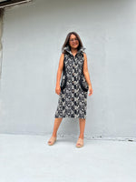 Kaia Posy Sleeveless Dress in Black & Cream-KM-6-Mala Handworks