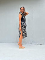 Kaia Posy Sleeveless Dress in Black & Cream-KM-6-Mala Handworks