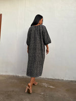 Kaia Reed Stripe Dress in Black & Cream-KM-1-Mala Handworks