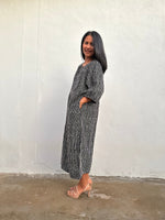 Kaia Reed Stripe Dress in Black & Cream-KM-1-Mala Handworks