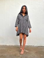 Kaia Starburst Shirt Dress in Gray-KM-4-Mala Handworks