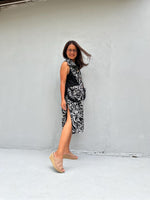 Kaia Vine Sleeveless Dress in Black & Cream-KM-9-Mala Handworks