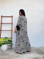MALA handworks  Kara Robe in Black and Silkscreen Floral Print