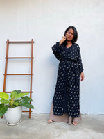 MALA handworks Kara Robe in Black and Silkscreen Polka Dot Pattern