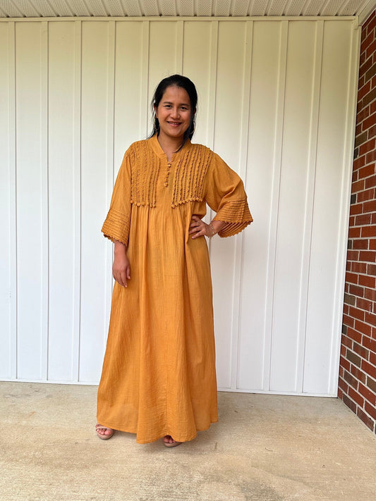 MALA handworks  Lily Dress in Orange and Hand Crochet Pattern