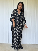 Mala Handworks Luna Chevron Kaftan in Black