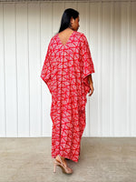 Luna Fan Kaftan in Red-A-237-50-Mala Handworks