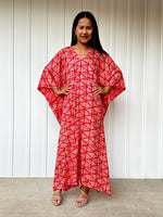 Luna Fan Kaftan in Red-A-237-50-Mala Handworks