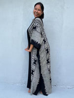 Mala Handworks Luna Glyph Kaftan in Black and Gray