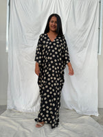 MALA handworks Luna Kaftan in Black and Orbs Silk Screen