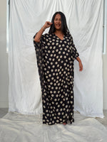 MALA handworks Luna Kaftan in Black and Orbs Silk Screen