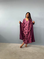 Mala Handworks Luna Kaftan in Eggplant Echoeye Pattern