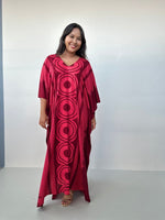 Mala Handworks Luna Kaftan in Merlot Echoeye Pattern