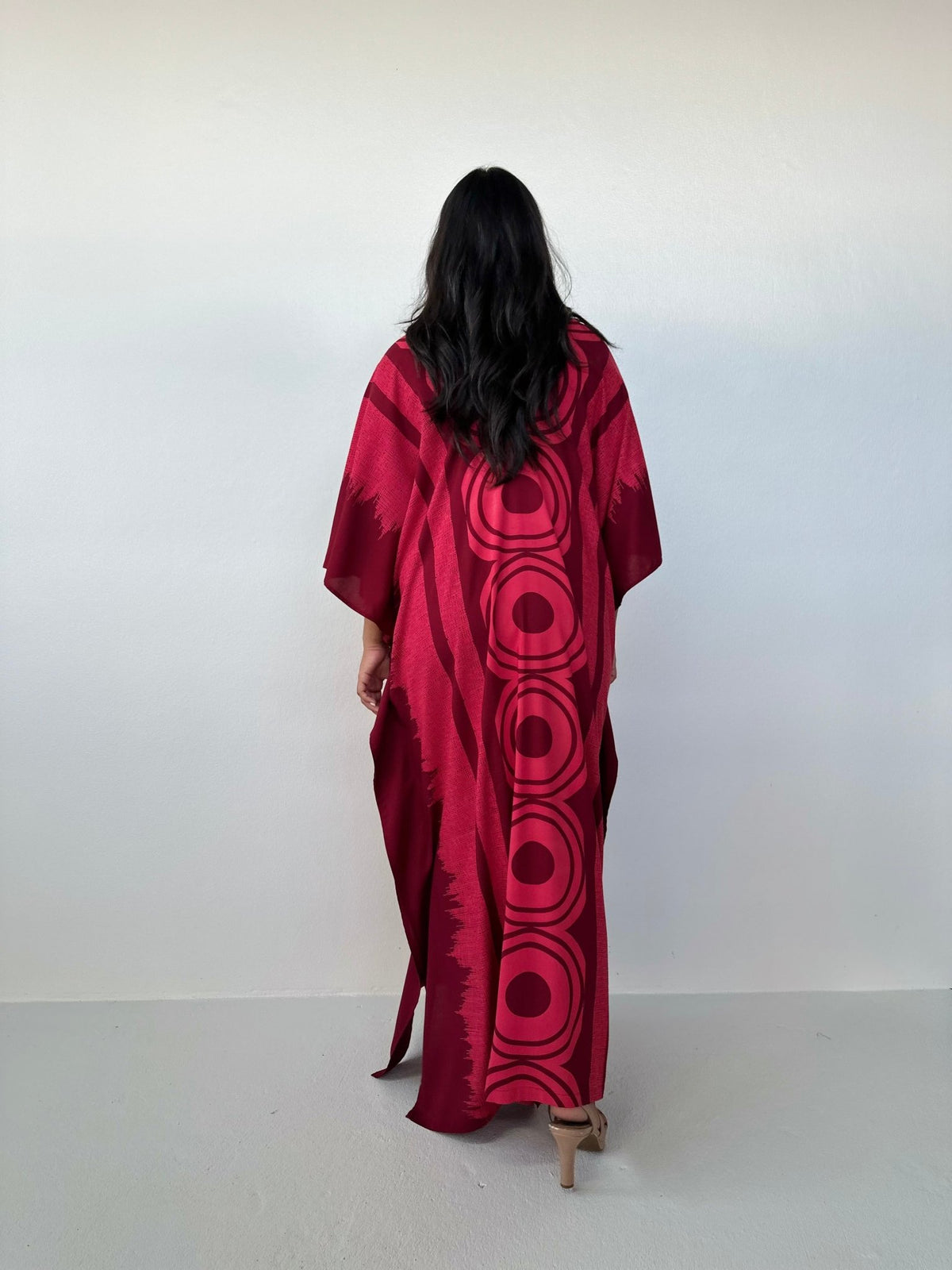Mala Handworks Luna Kaftan in Merlot Echoeye Pattern